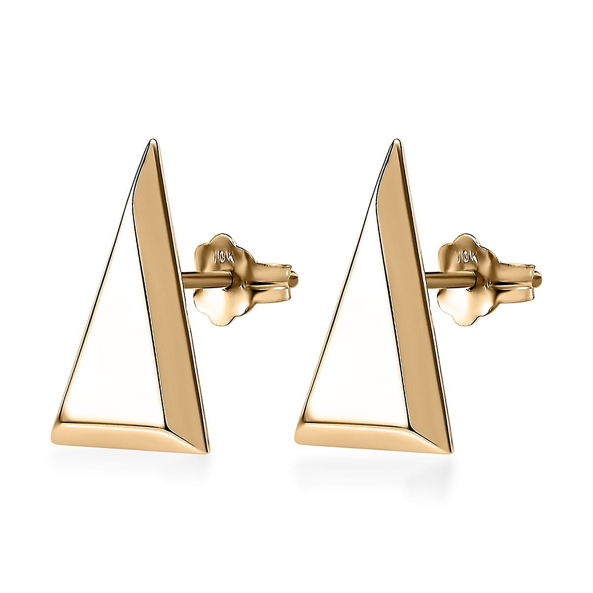 Luxoro 10K Yellow Gold Triangle Shape Stud Earrings 1.25 Grams