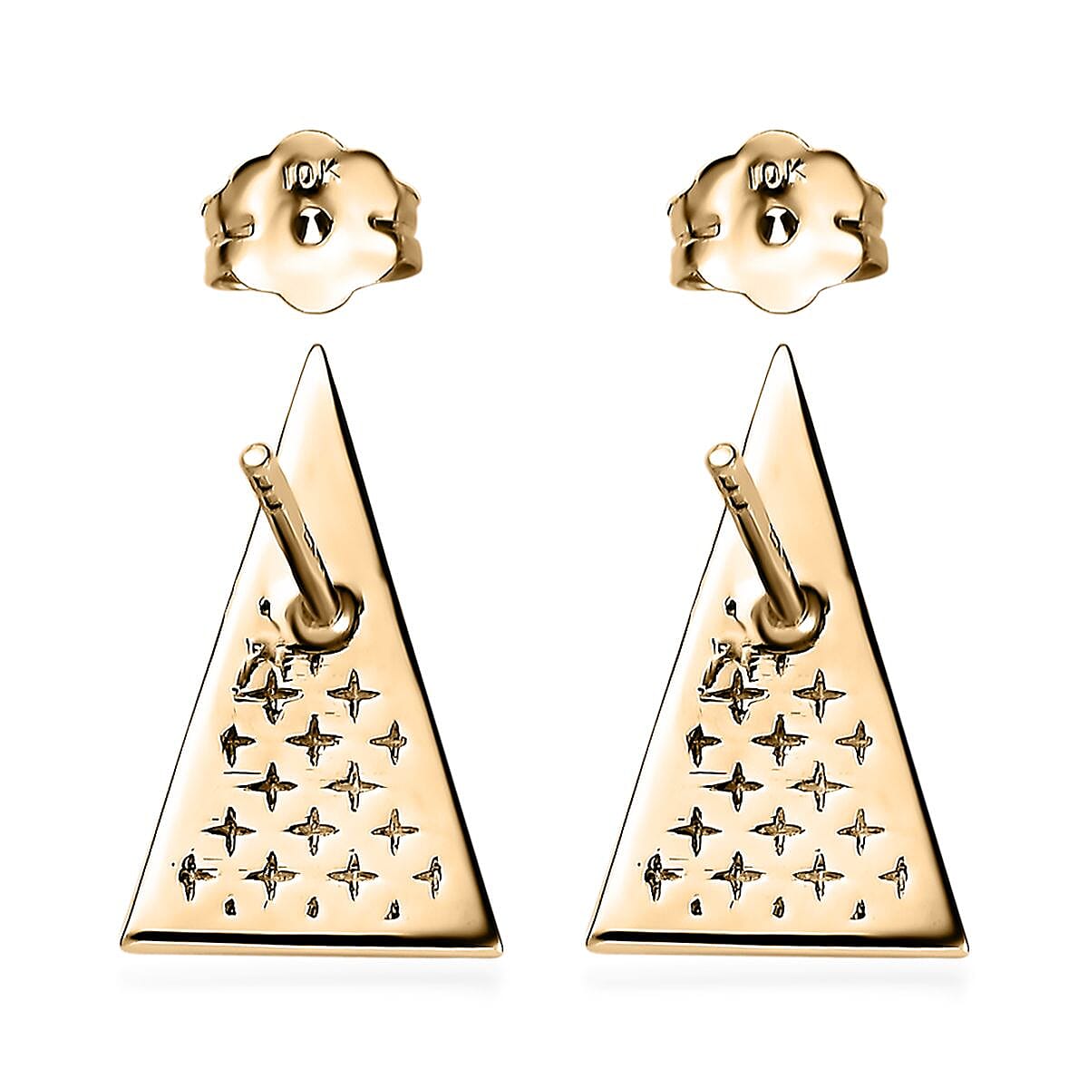 Luxoro 10K Yellow Gold Triangle Shape Stud Earrings 1.25 Grams