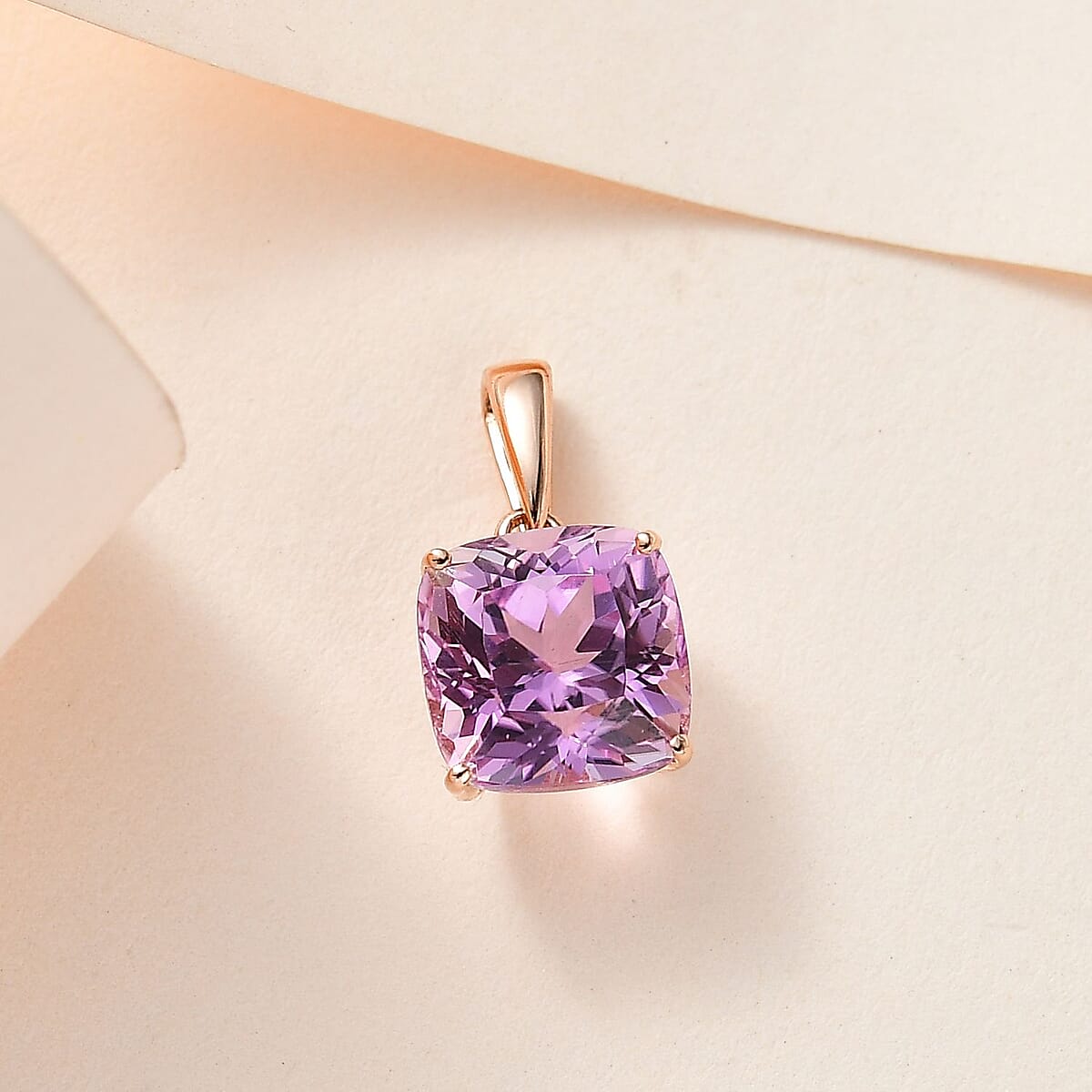Iliana 18K Rose Gold AAA Patroke Kunzite Solitaire Pendant 3.25 ctw image number 1