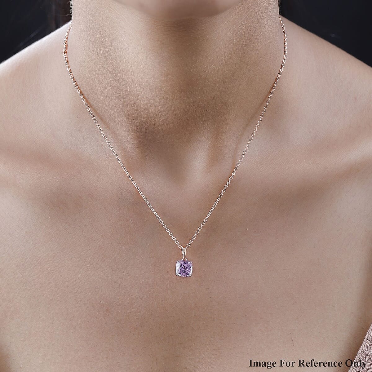 Iliana 18K Rose Gold AAA Patroke Kunzite Solitaire Pendant 3.25 ctw image number 2