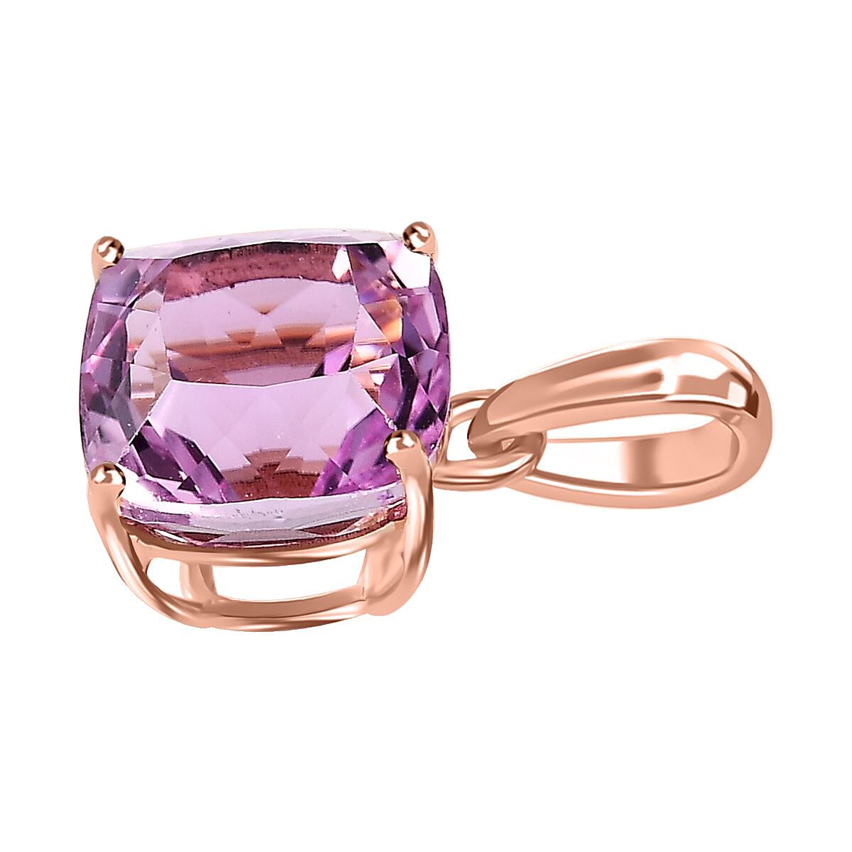 Iliana 18K Rose Gold AAA Patroke Kunzite Solitaire Pendant 3.25 ctw image number 3