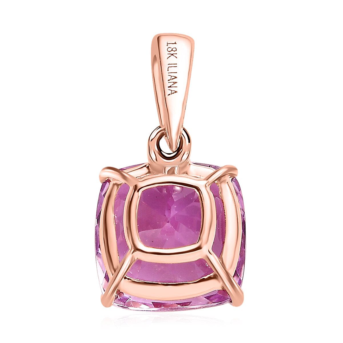 Iliana 18K Rose Gold AAA Patroke Kunzite Solitaire Pendant 3.25 ctw image number 4