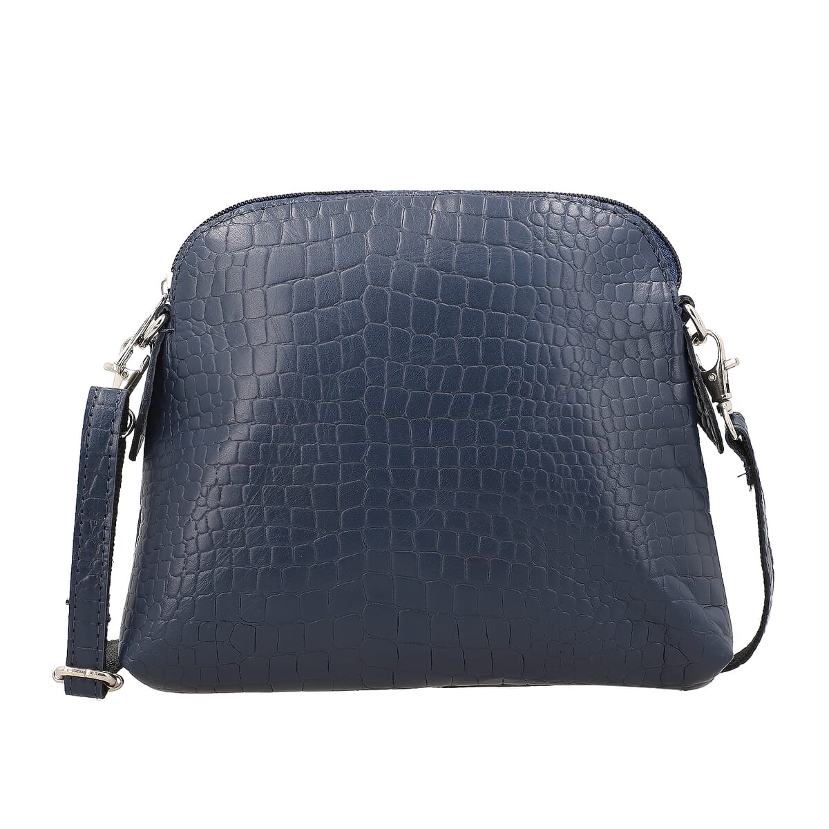 Navy Blue Croco Embossed Genuine Leather Crossbody Sling Bag image number 0