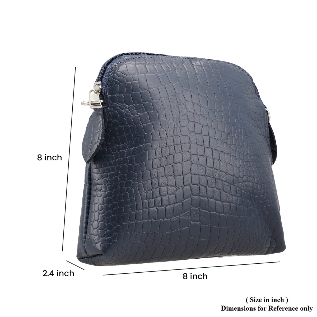 Navy Blue Croco Embossed Genuine Leather Crossbody Sling Bag image number 4