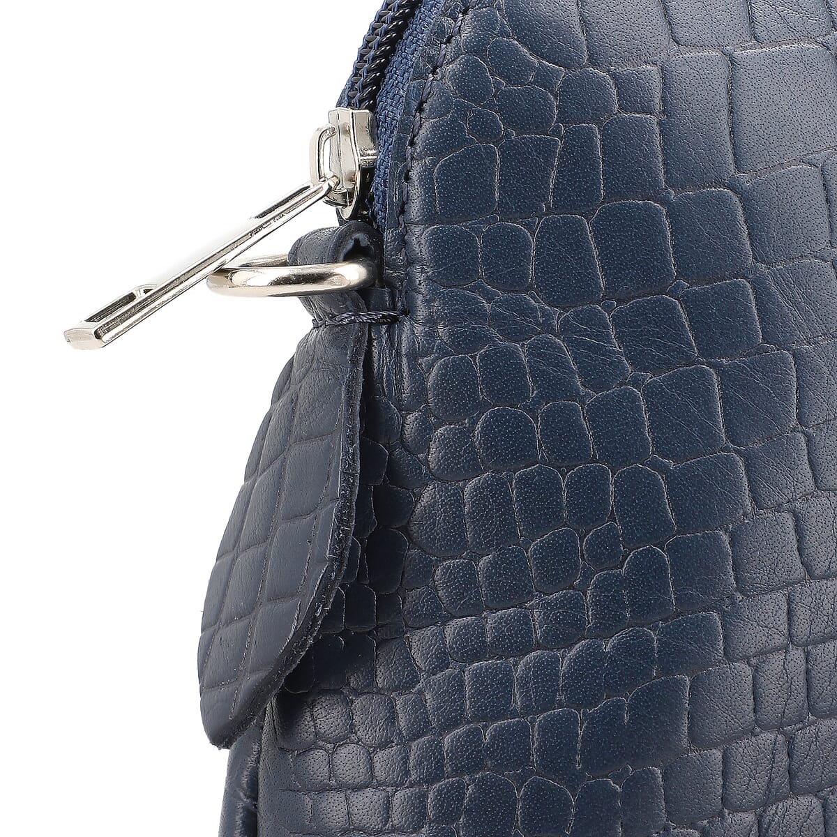 Navy Blue Croco Embossed Genuine Leather Crossbody Sling Bag image number 5