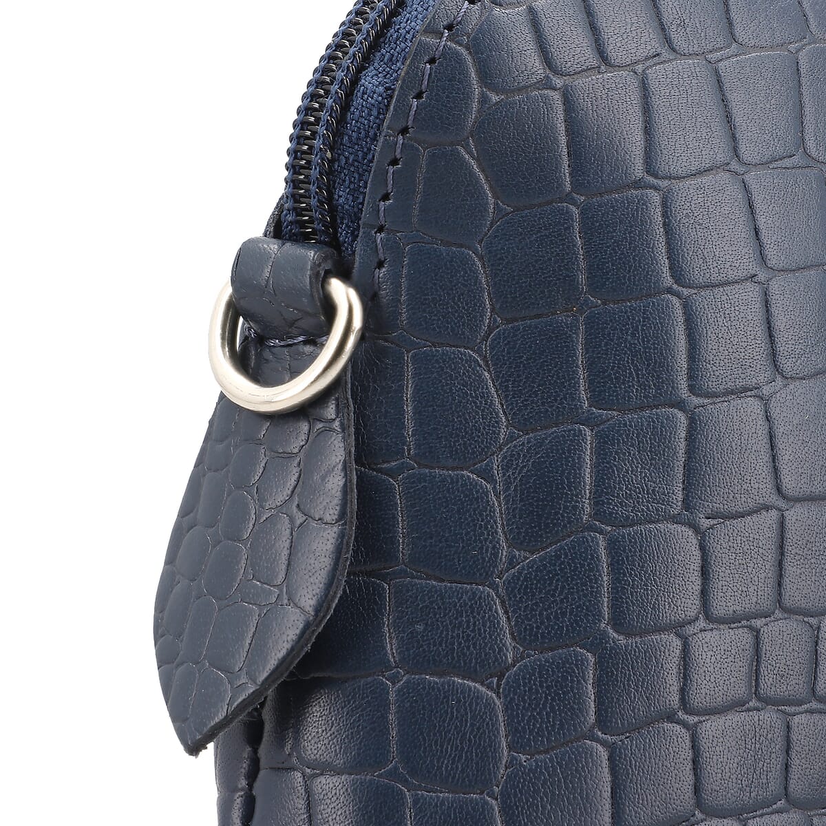Navy Blue Croco Embossed Genuine Leather Crossbody Sling Bag image number 6