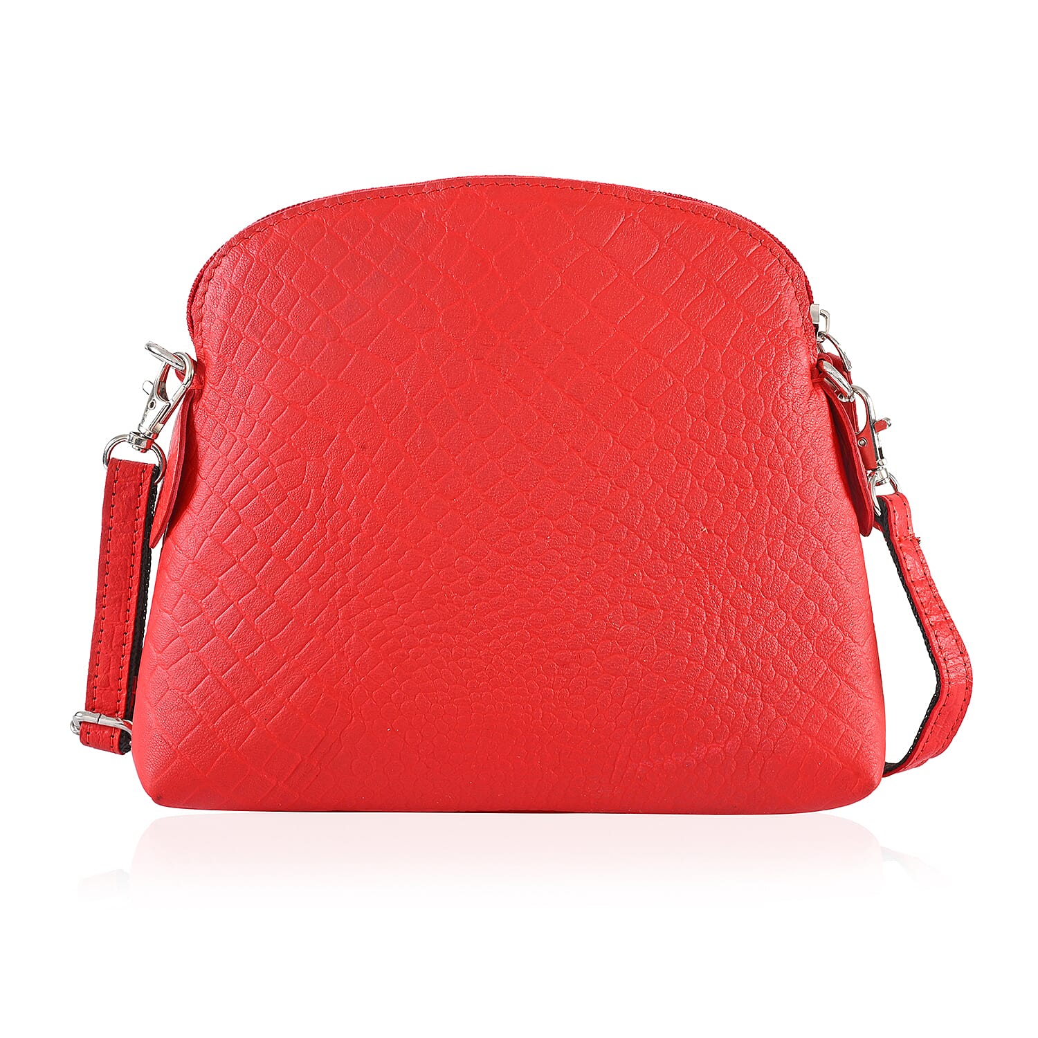 Red Croco Embossed Genuine Leather Crossbody Sling Bag