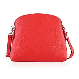 Red Croco Embossed Genuine Leather Crossbody Sling Bag