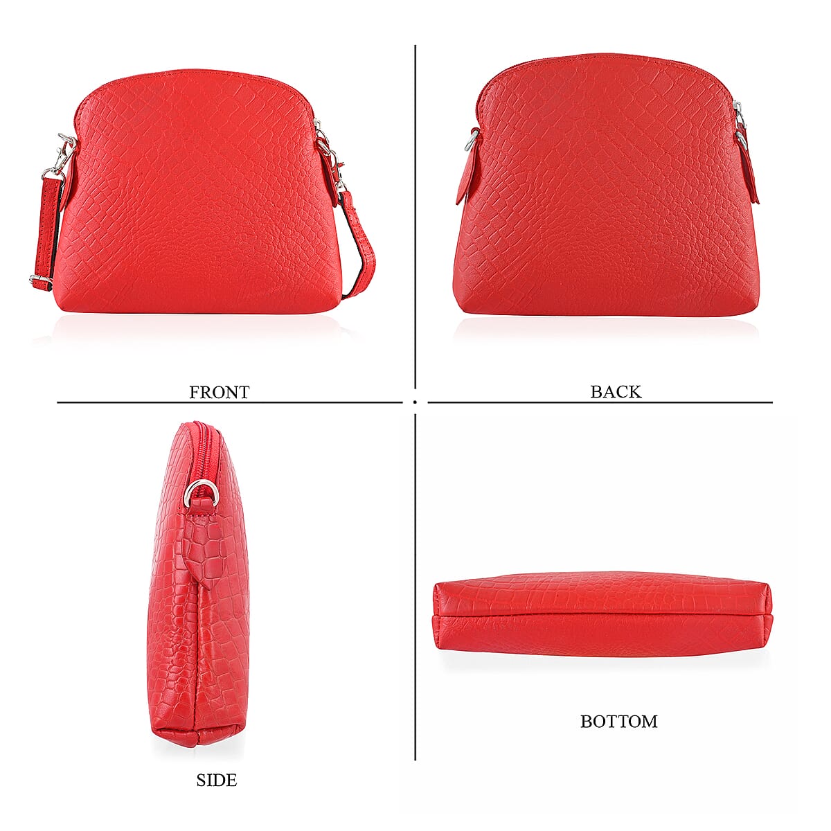 Red Croco Embossed Genuine Leather Crossbody Sling Bag image number 4