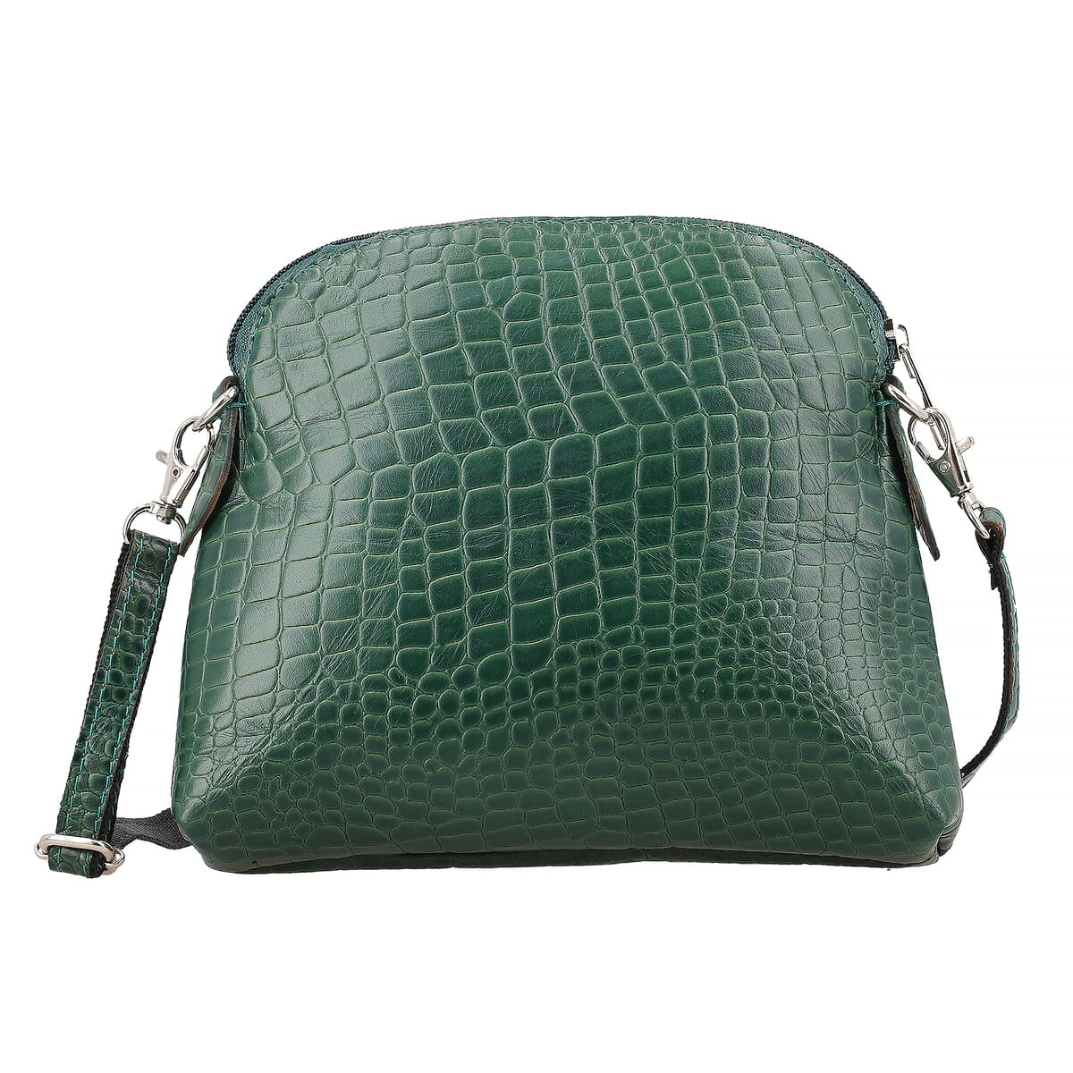 Green Croco Embossed Genuine Leather Crossbody Sling Bag image number 0