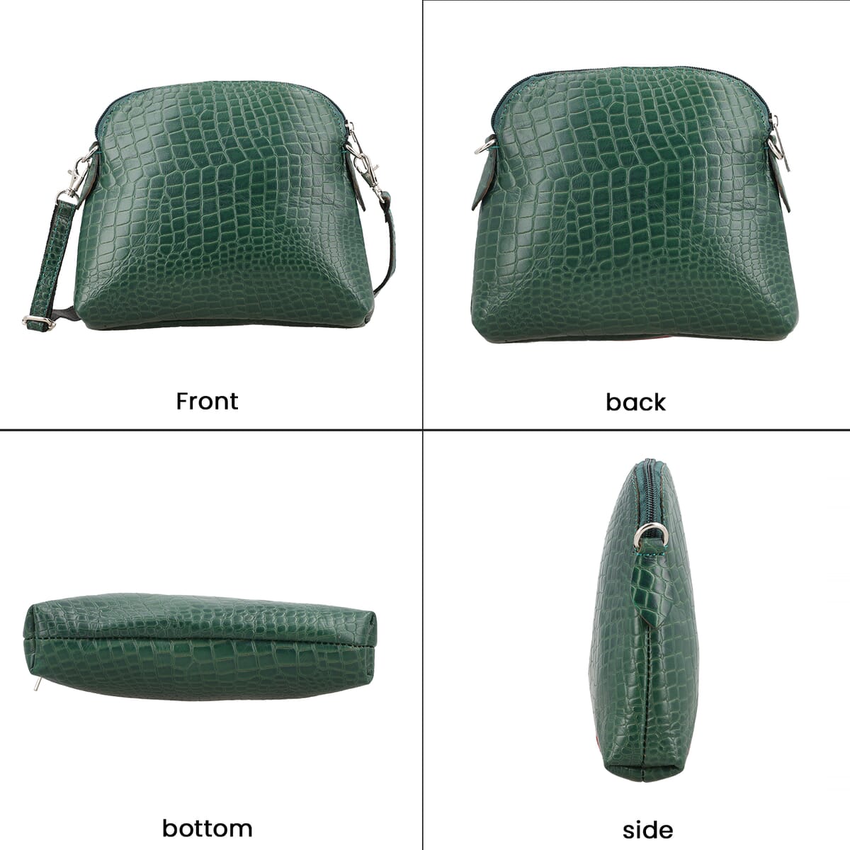 Green Croco Embossed Genuine Leather Crossbody Sling Bag image number 3