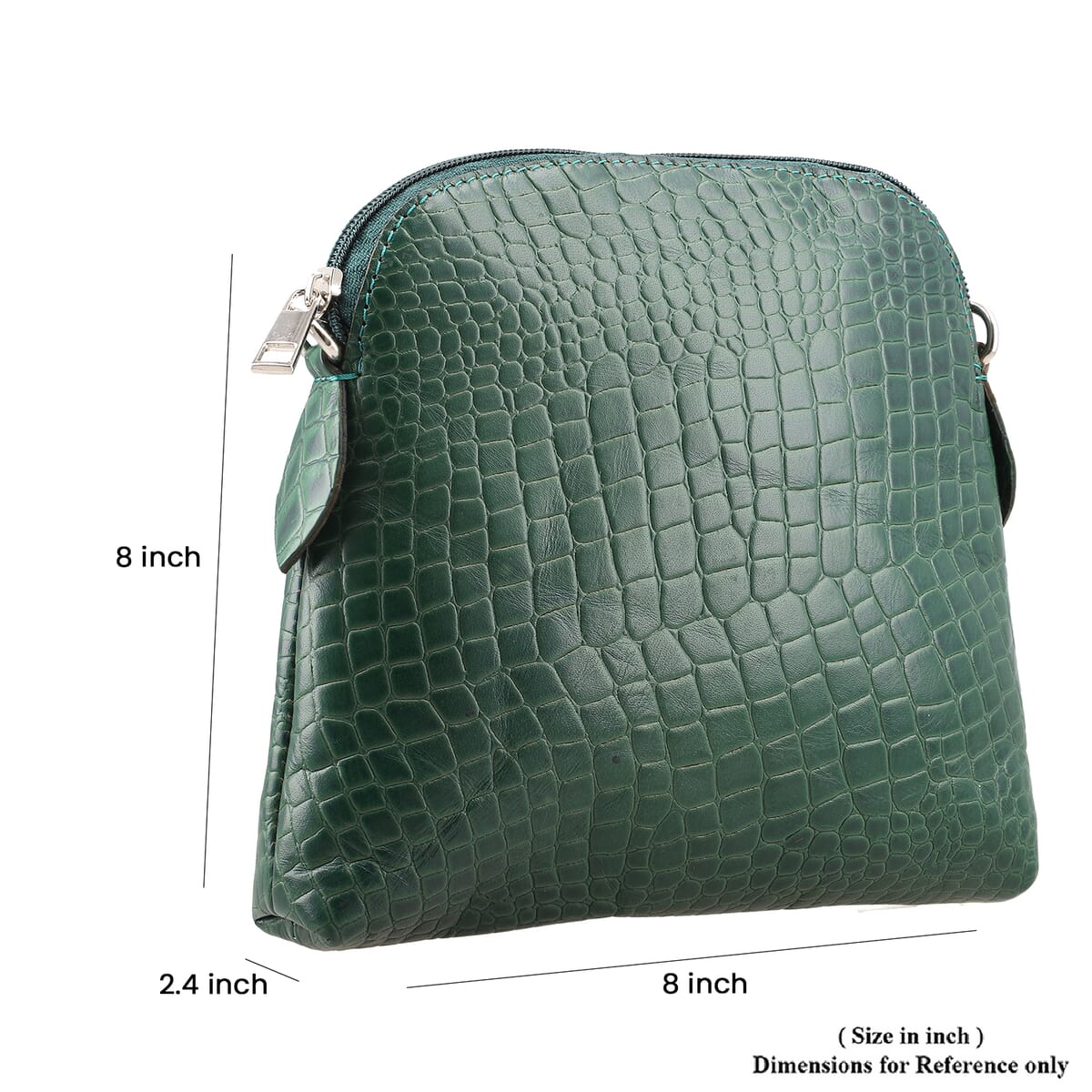 Green Croco Embossed Genuine Leather Crossbody Sling Bag image number 4