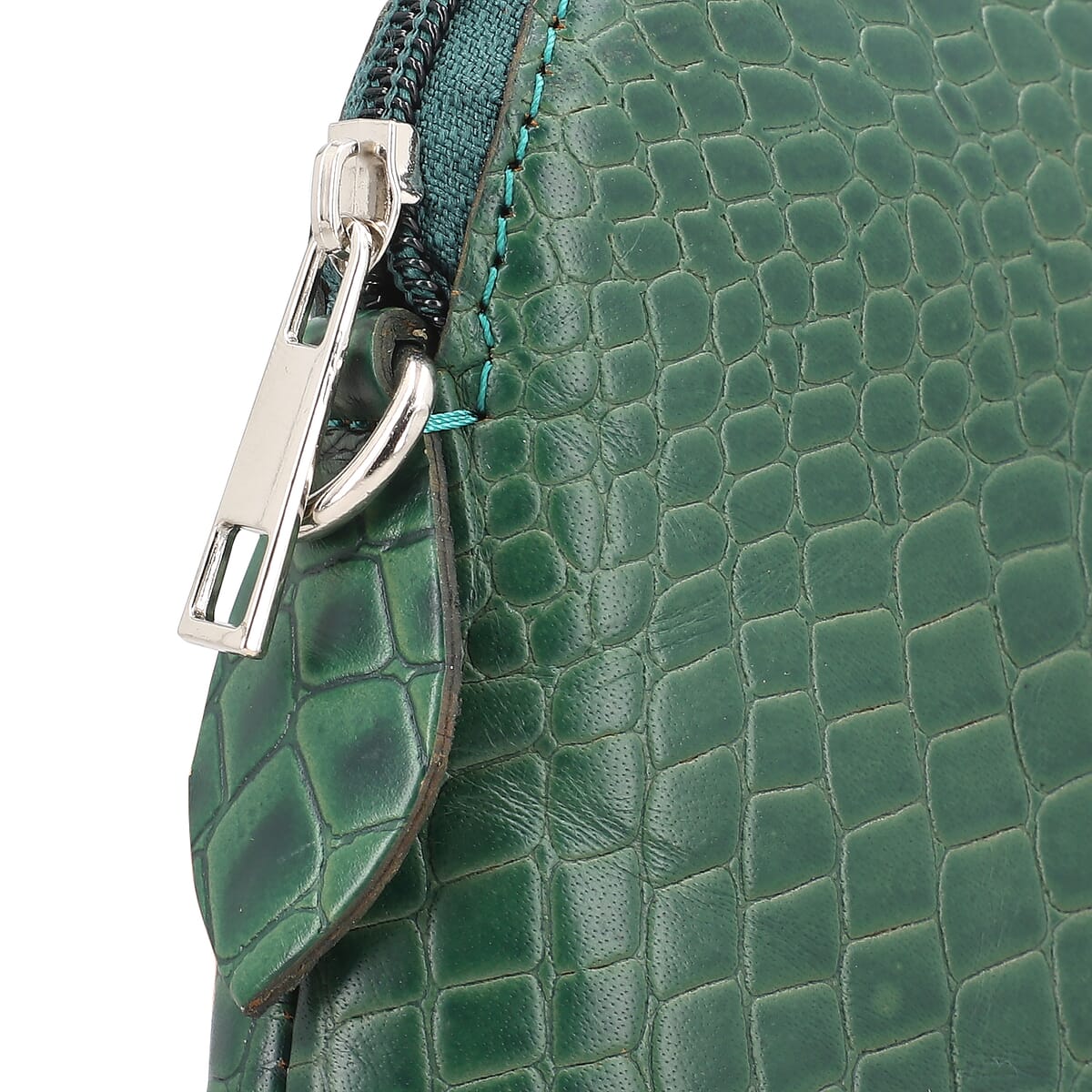 Green Croco Embossed Genuine Leather Crossbody Sling Bag image number 5