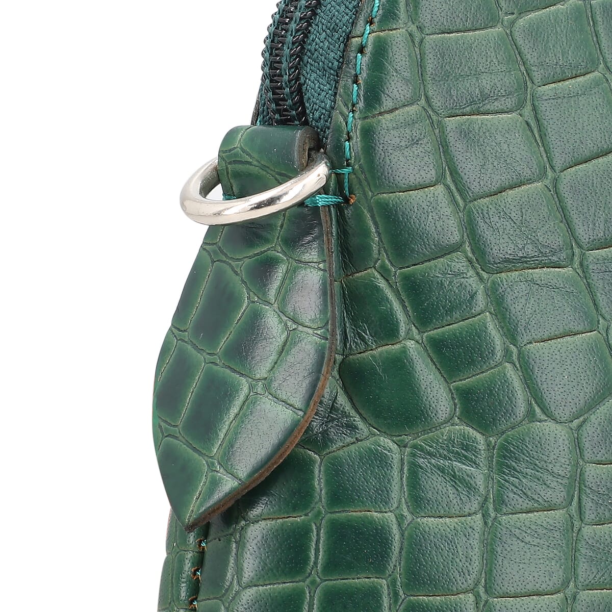 Green Croco Embossed Genuine Leather Crossbody Sling Bag image number 6