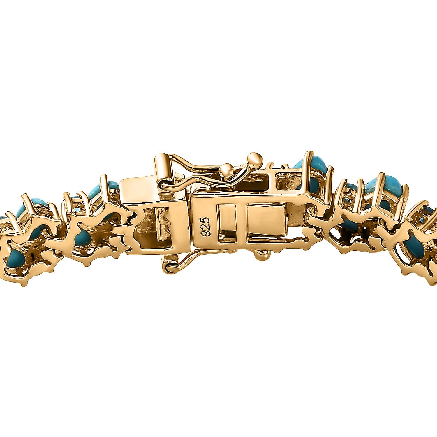 Sleeping Beauty Turquoise and Neon Apatite 15.60 ctw Bracelet in 18K Vermeil Yellow Gold Over Sterling Silver (7.50 In)