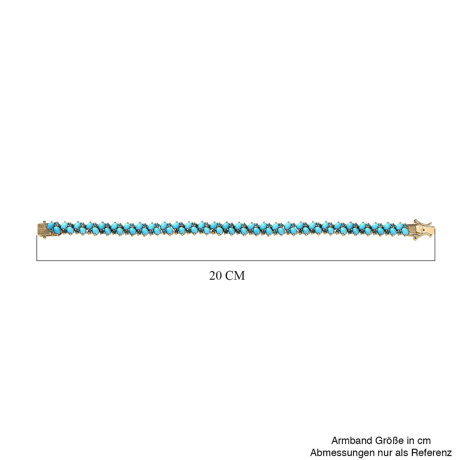 Sleeping Beauty Turquoise and Neon Apatite 15.60 ctw Bracelet in 18K Vermeil Yellow Gold Over Sterling Silver (7.50 In)