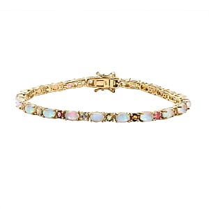 Ethiopian Welo Opal and Multi-Tourmaline Cluster 9.22 ctw Bracelet in Vermeil YG Over Sterling Silver (8.00 In)