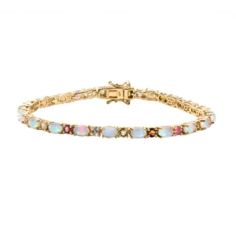 Ethiopian Welo Opal and Multi-Tourmaline Cluster 9.22 ctw Bracelet in Vermeil YG Over Sterling Silver (8.00 In)