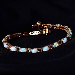 Ethiopian Welo Opal and Multi-Tourmaline Cluster 9.22 ctw Bracelet in Vermeil YG Over Sterling Silver (8.00 In)