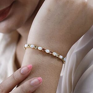 Ethiopian Welo Opal and Multi-Tourmaline Cluster 9.22 ctw Bracelet in Vermeil YG Over Sterling Silver (8.00 In)