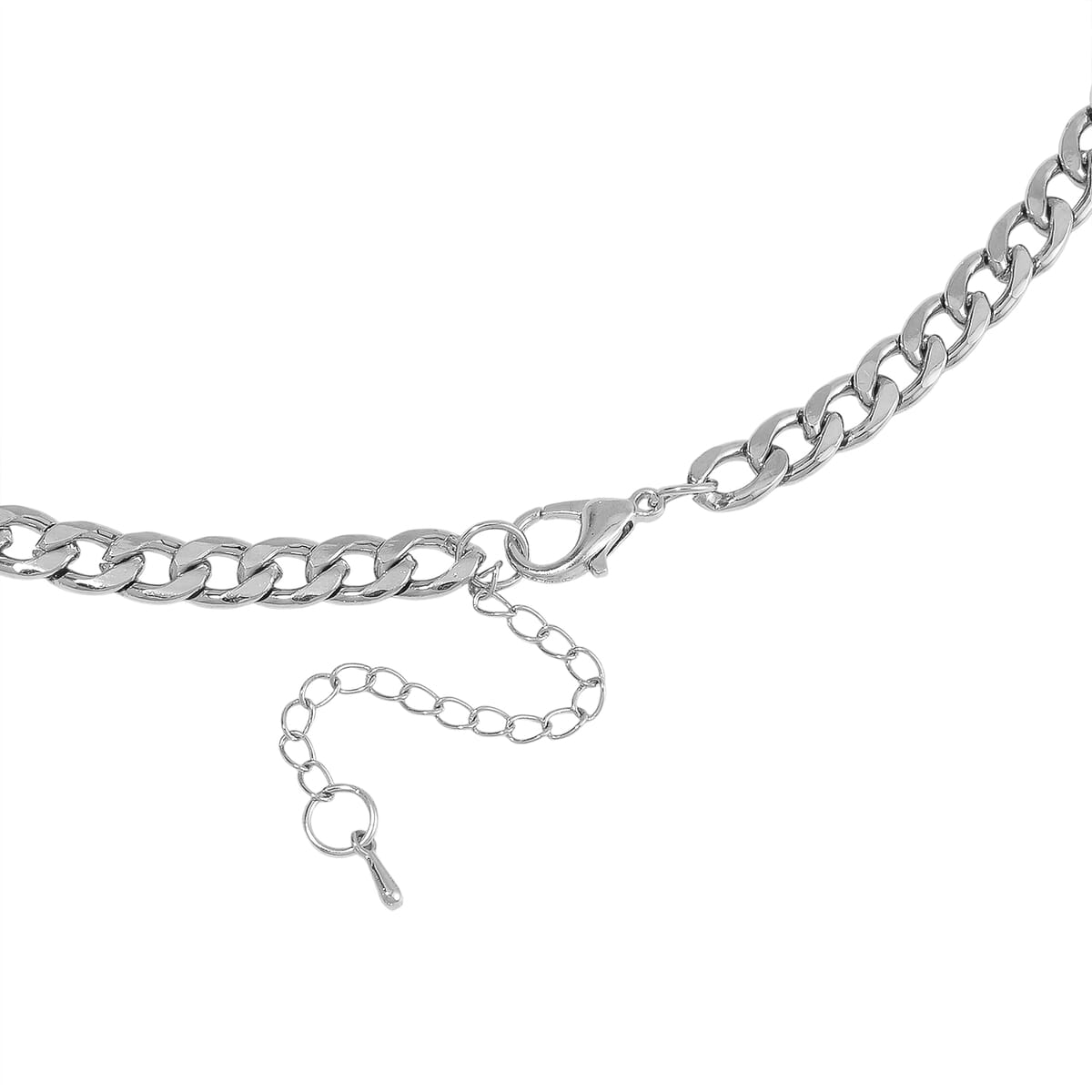 Simulated White Magic Color Quartz Drop Necklace in Silvertone 19.5-21.5Inches image number 3