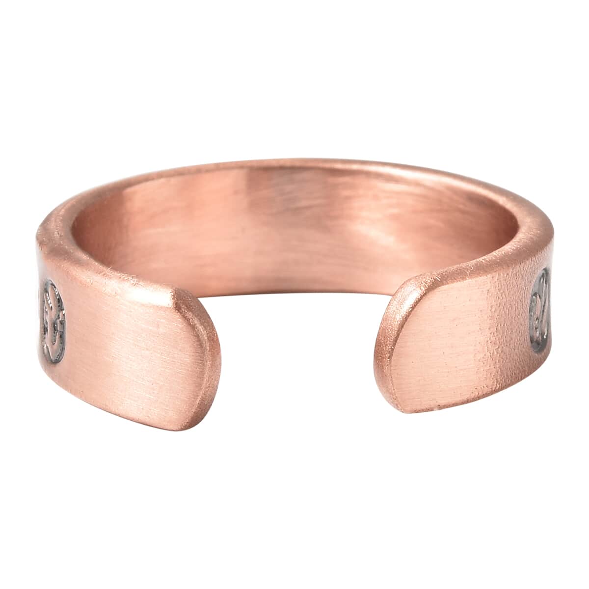 Magnetic By Design Zodiac Sign Pattern Adjustable Open Ring with Magnetic End in Rosetone image number 5