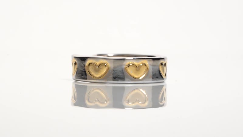 Little Hearts Adjustable Open Ring with Magnetic End in Daultone