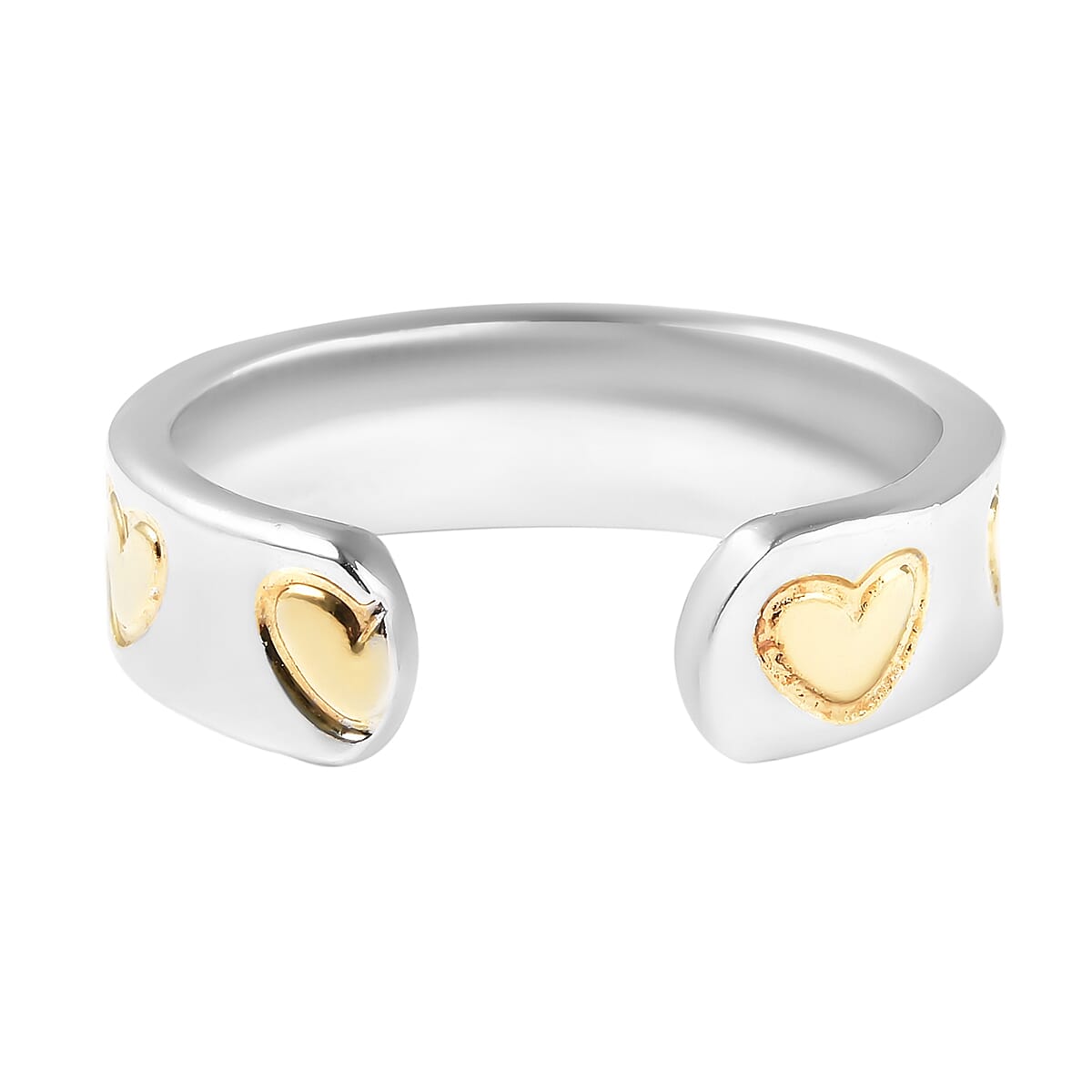 Magnetic By Design Little Hearts Adjustable Open Ring with Magnetic End in Dualtone
