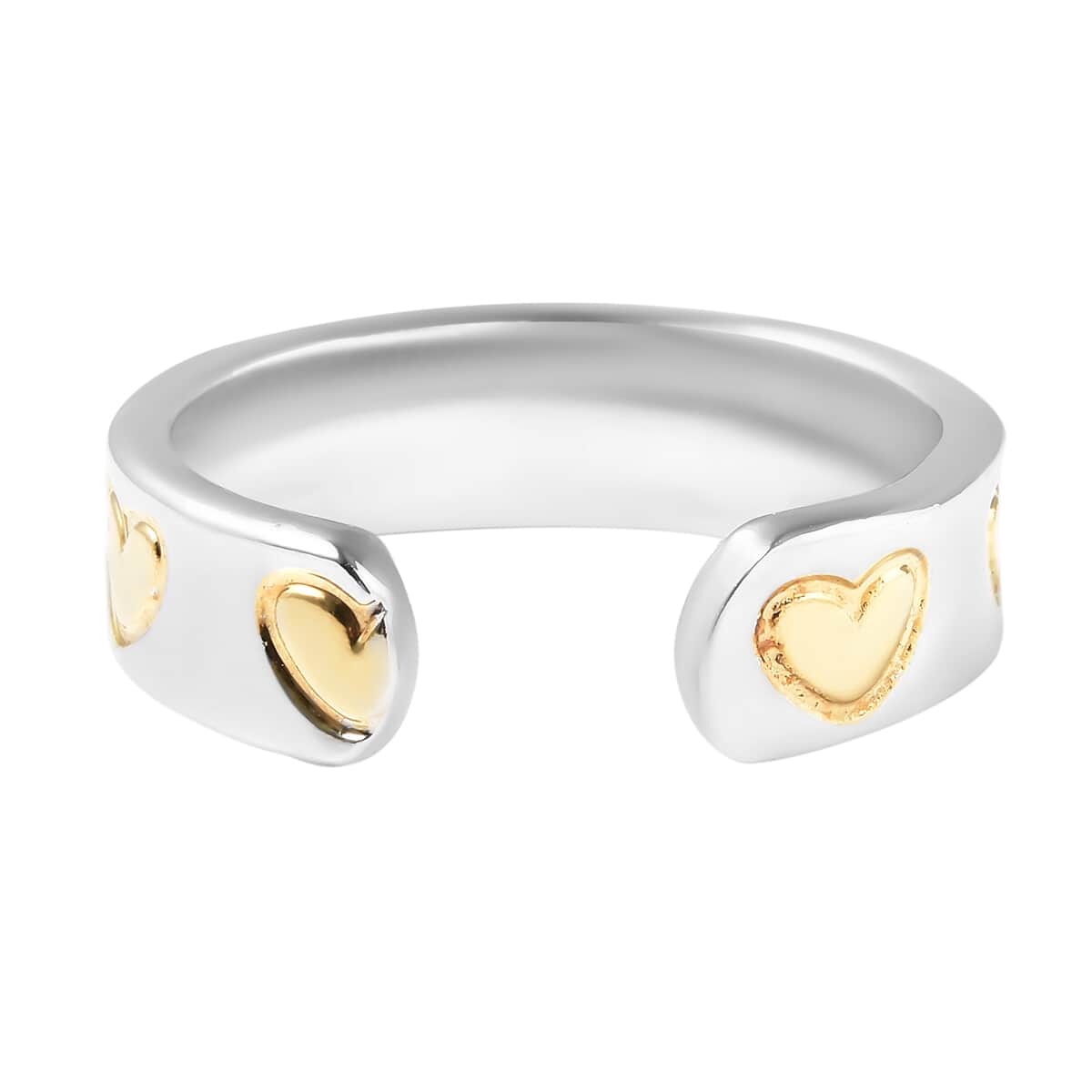Magnetic By Design Little Hearts Adjustable Open Ring with Magnetic End in Dualtone image number 5