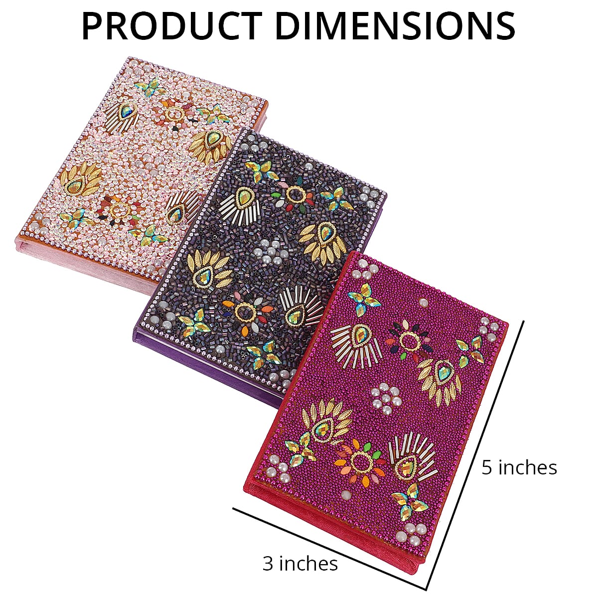 Set of 3 Multi Color Simulated Pearls, Beaded Journals and Matching Pen image number 3