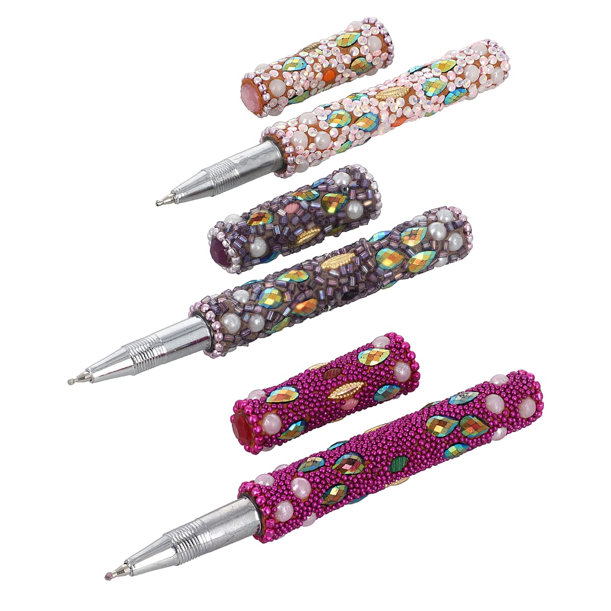 Set of 3 Multi Color Simulated Pearls, Beaded Journals and Matching Pen image number 5