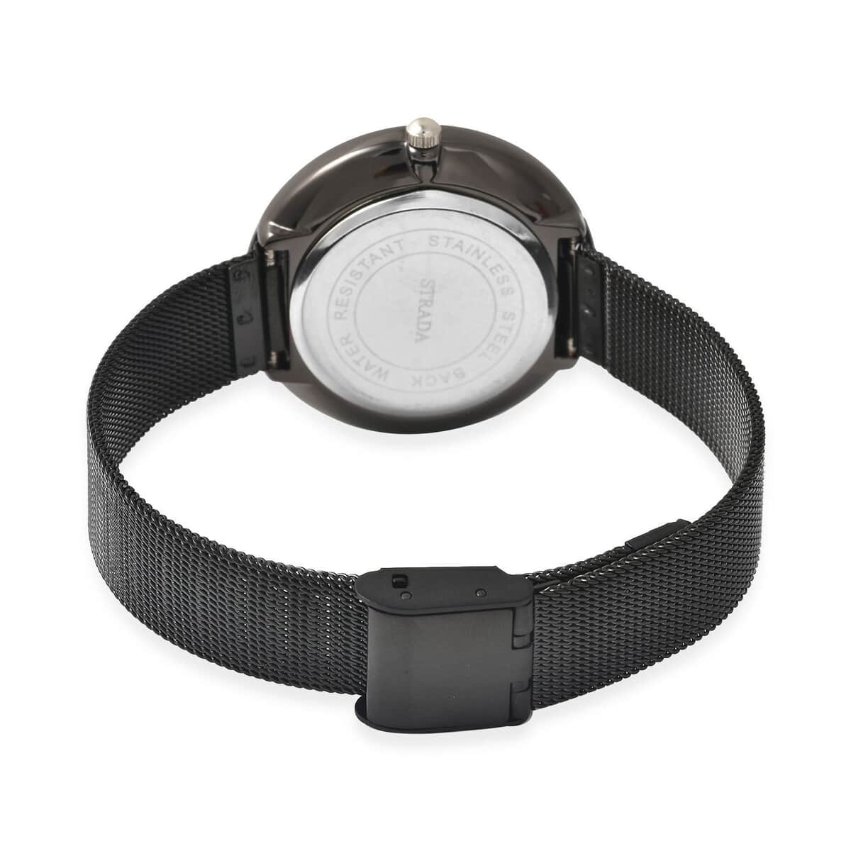 Strada Japanese Movement Watch with ION Plated Black Stainless Steel Mesh Strap (36mm) (5.00-7.00 Inches) image number 5