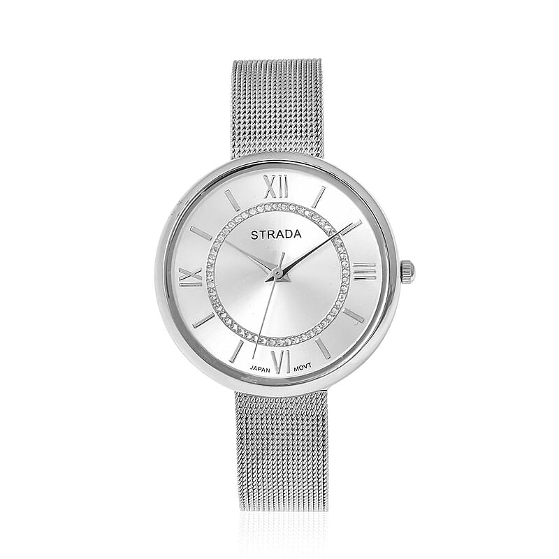 Strada Japanese Movement Watch with Stainless Steel Mesh Strap (36m)