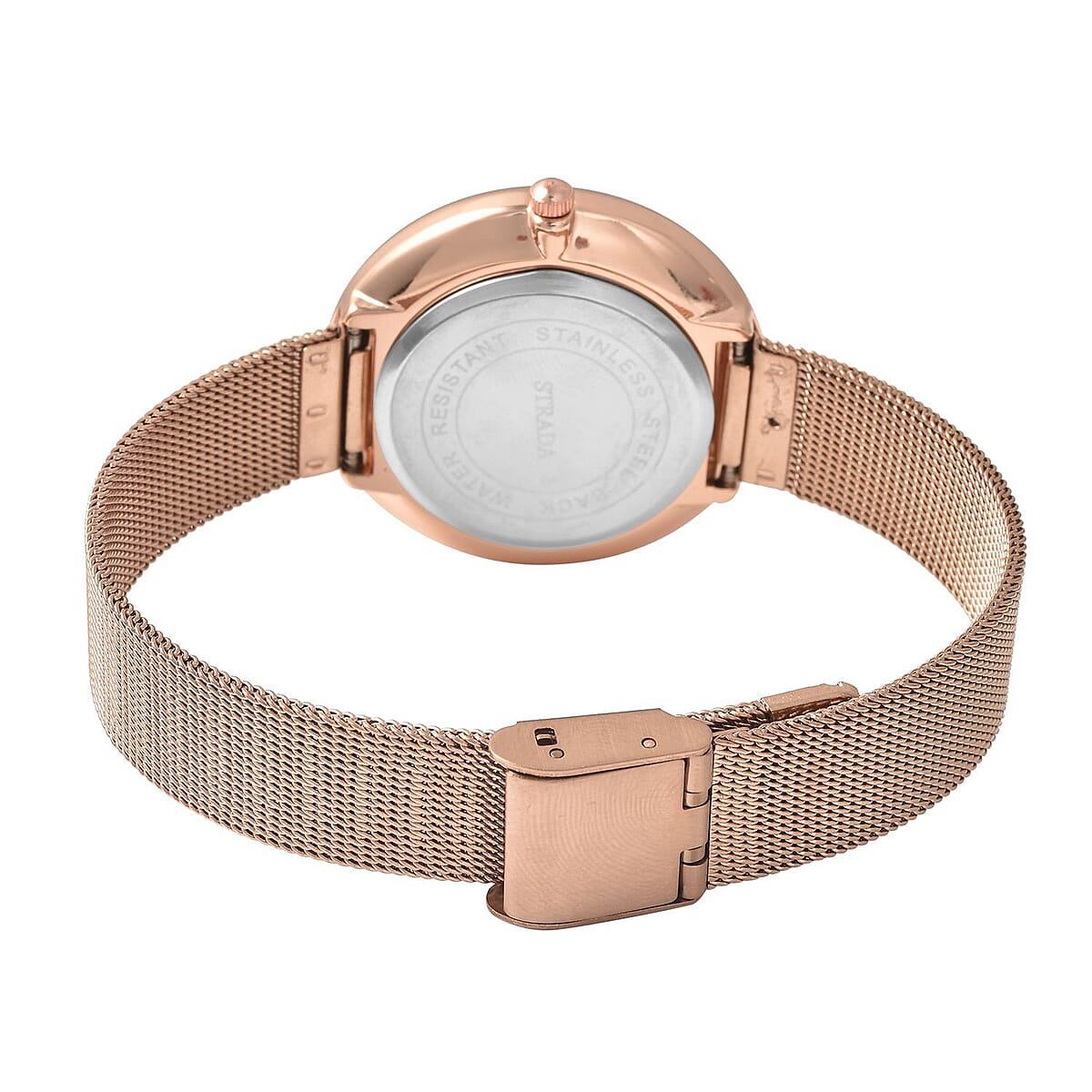 Strada Japanese Movement Watch with ION Plated RG Stainless Steel Mesh Strap (36mm) (5.00-7.00 Inches) image number 5