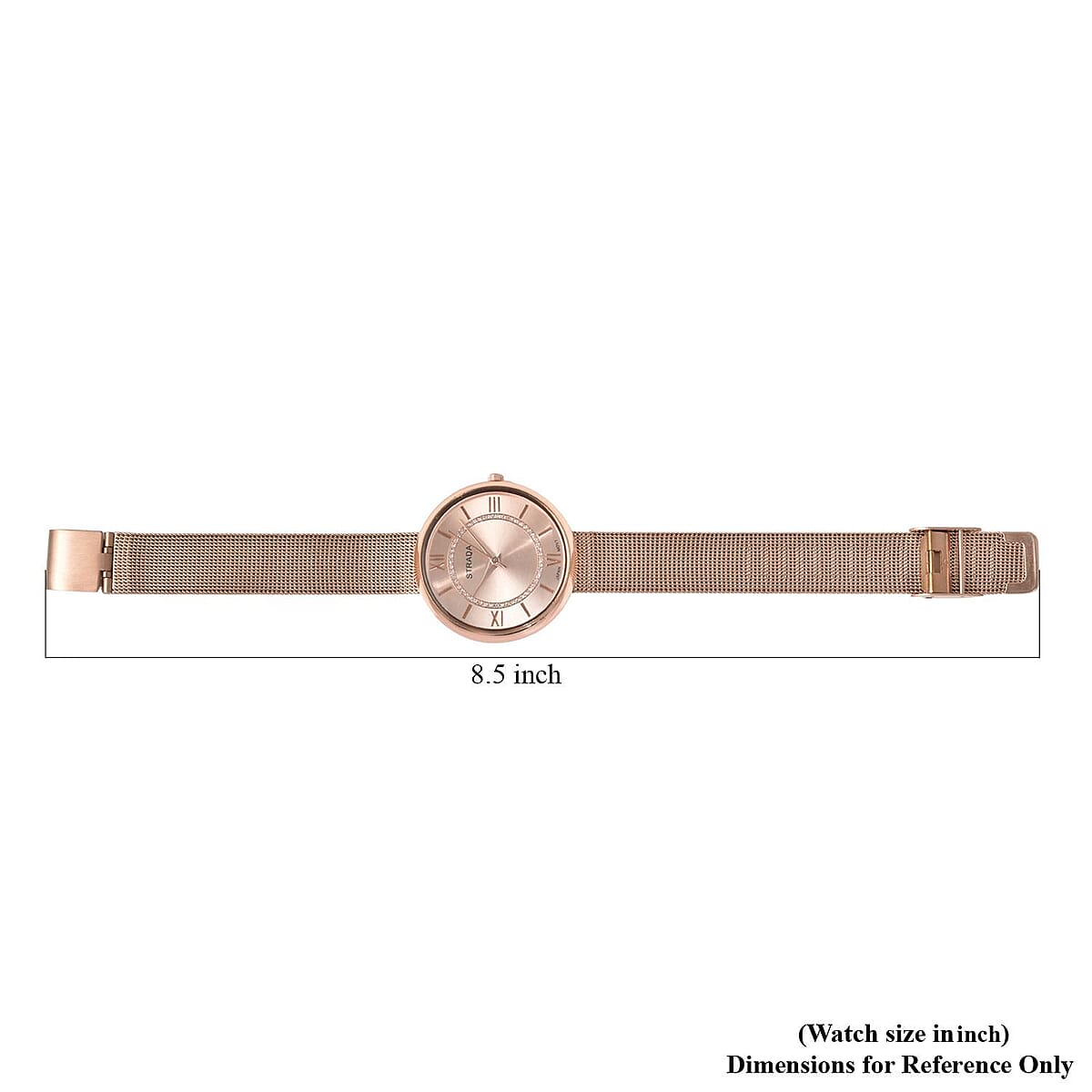 Strada Japanese Movement Watch with ION Plated RG Stainless Steel Mesh Strap (36mm) (5.00-7.00 Inches) image number 6