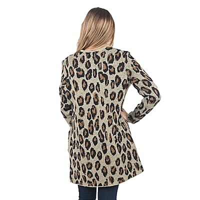 Tamsy Randee Brown Cheetah Printed Cardigan - 2X