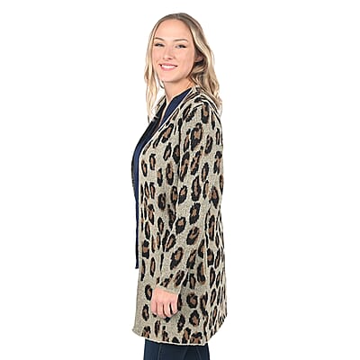 Tamsy Randee Brown Cheetah Printed Cardigan - 2X