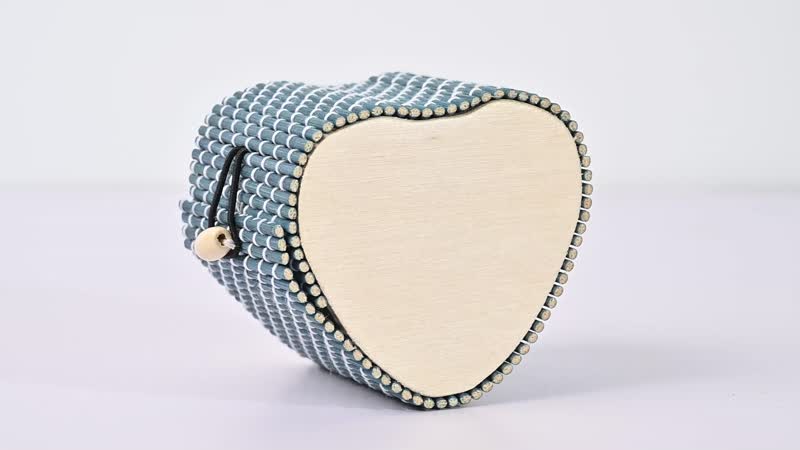 Set of 6 Multi Color Heart Shape Bamboo Jewelry Box (2.95"x2.76"x2.36")