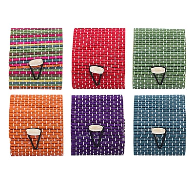 Set of 6 Multi Color Heart Shape Bamboo Jewelry Box