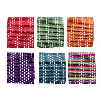 Set of 6 Multi Color Heart Shape Bamboo Jewelry Box