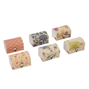 Set of 6 Cream Color Long Rectangle Shape Bamboo Jewelry Box (3.5x2.4x2)