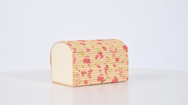 Set of 6 Cream Color Long Rectangle Shape Bamboo Jewelry Box (3.5x2.4x2)