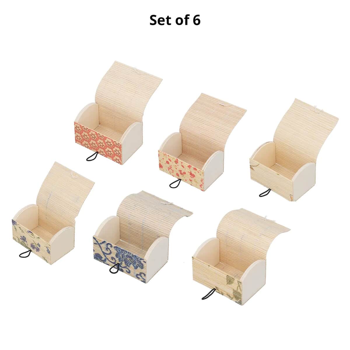 Set of 6 Cream Color Long Rectangle Shape Bamboo Jewelry Box image number 3