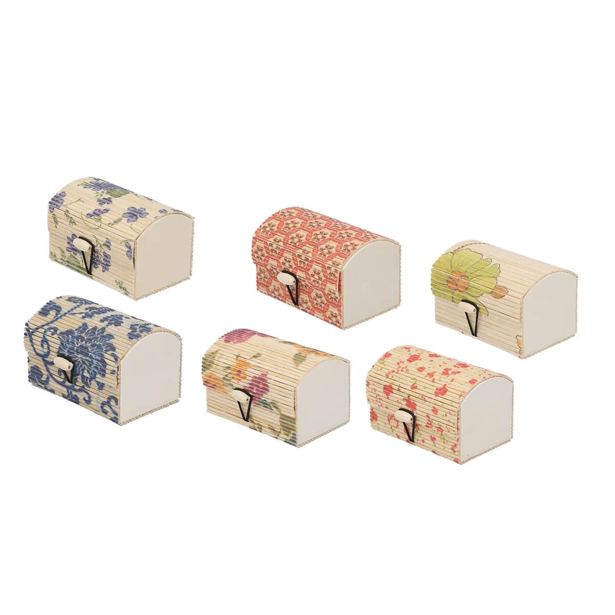 Set of 6 Cream Color Long Rectangle Shape Bamboo Jewelry Box image number 5