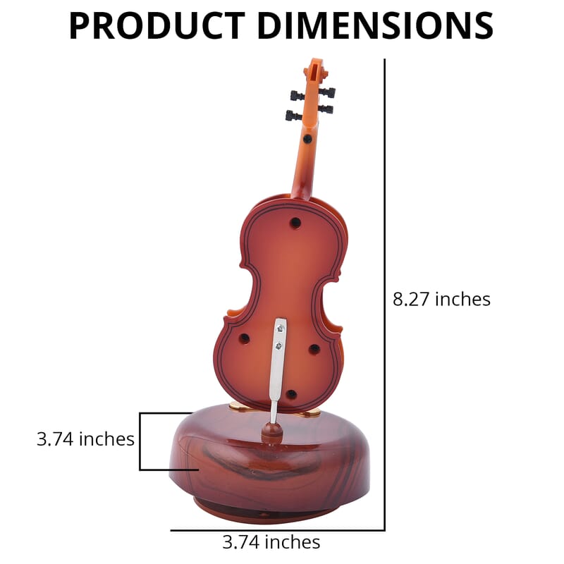 Brown Rotating Violin Shape Music Box
