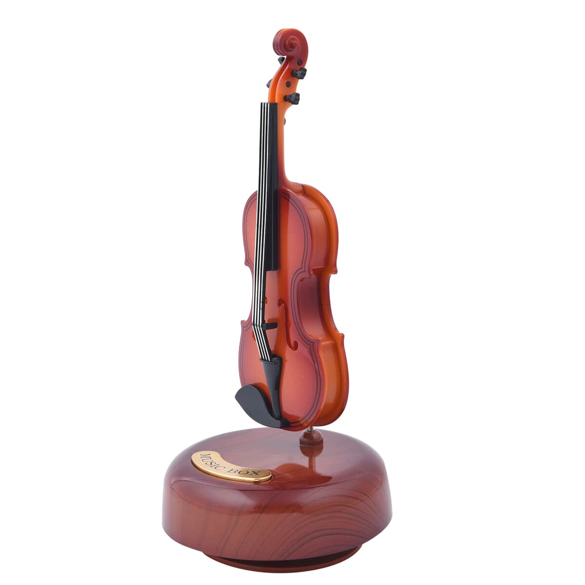 Brown Rotating Violin Shape Music Box (3.74"x3.74"x8.27") image number 6