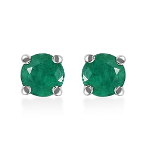 Rhapsody AAAA Kagem Zambian Emerald 1.05 ctw Solitaire Stud Earrings in 950 Platinum