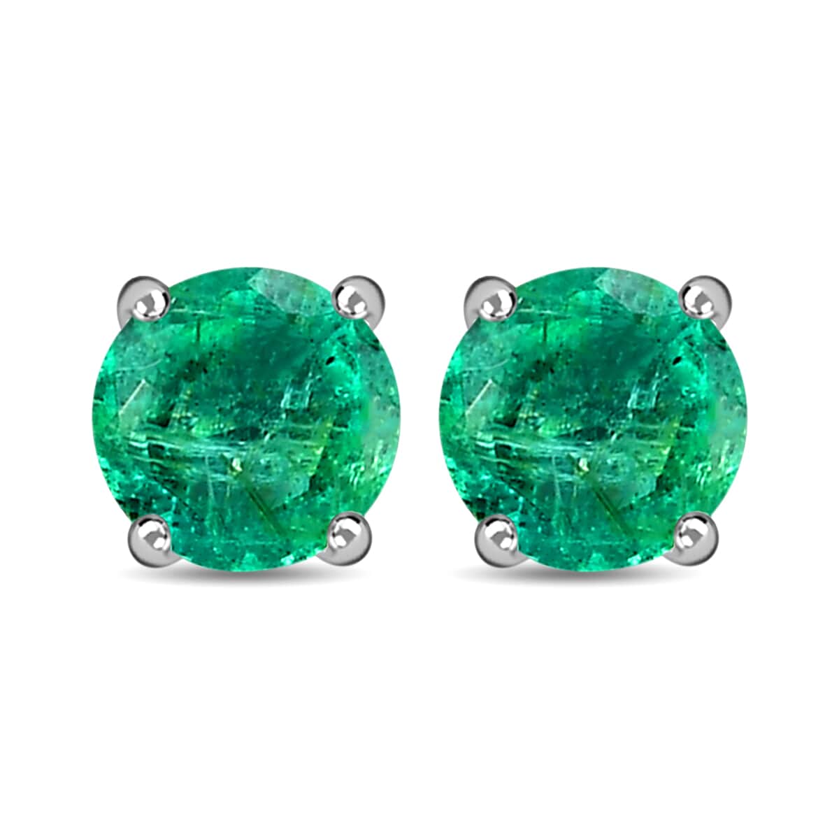 SUMMER DEALS RHAPSODY 950 Platinum AAAA Kagem Zambian Emerald Stud Earrings 1.85 Grams 0.85 ctw image number 0