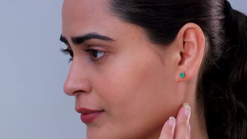 Rhapsody AAAA Kagem Zambian Emerald 1.05 ctw Solitaire Stud Earrings in 950 Platinum