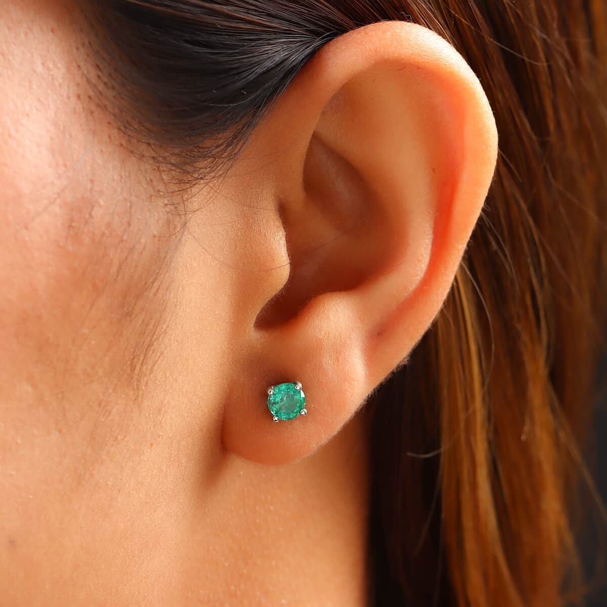 SUMMER DEALS RHAPSODY 950 Platinum AAAA Kagem Zambian Emerald Stud Earrings 1.85 Grams 0.85 ctw image number 2